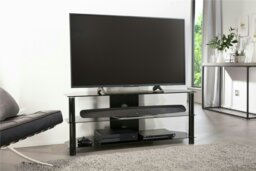 Rackhams Essentials TV-Stand with 3 Shelves Black/Glass ESS1200/3-BLK - Black - thumbnail 3