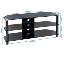 Rackhams Essentials TV-Stand with 3 Shelves Black/Glass ESS1200/3-BLK - Black - thumbnail 4