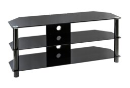 Rackhams Essentials TV-Stand with 3 Shelves Black/Glass ESS1200/3-BLK - Black - thumbnail 2
