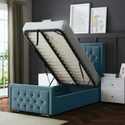 Rackhams Allegra Ottoman Bed with Upholstered Headboard - Blue - Single / 3ft - thumbnail 5