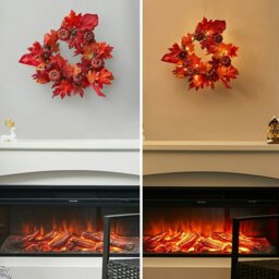 Rackhams Livingandhome Fall Maple Leaf Pumpkin Wreath Artificial Wreath Front Door Decoration - thumbnail 6