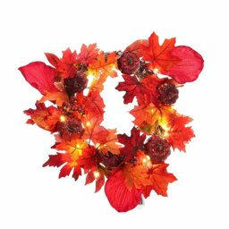 Rackhams Livingandhome Fall Maple Leaf Pumpkin Wreath Artificial Wreath Front Door Decoration - thumbnail 2