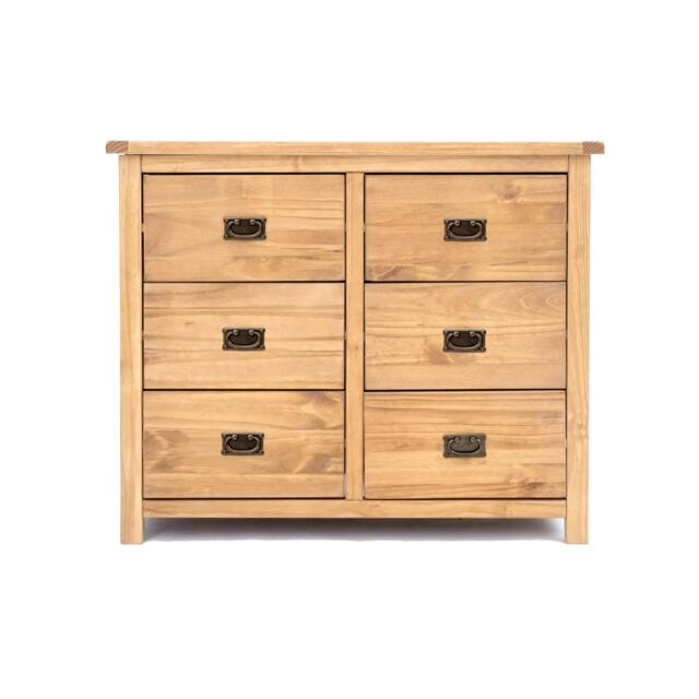 Rackhams Lugo 6 Drawer Chest of Drawers Bras Drop Handle - Light Brown - image 1