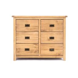 Rackhams Lugo 6 Drawer Chest of Drawers Bras Drop Handle - Light Brown - thumbnail 1