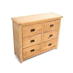 Rackhams Lugo 6 Drawer Chest of Drawers Bras Drop Handle - Light Brown - thumbnail 3