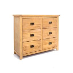 Rackhams Lugo 6 Drawer Chest of Drawers Bras Drop Handle - Light Brown - thumbnail 2
