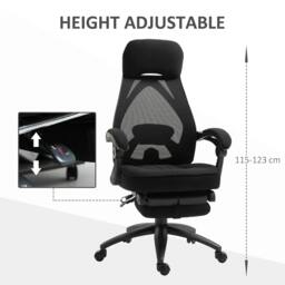 Rackhams Office Chair with Footrest,High Back Swivel Desk Chair with Adjustable Height and Headrest for Home Office, Black - thumbnail 4
