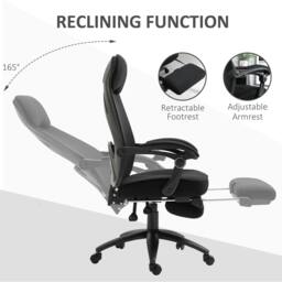 Rackhams Office Chair with Footrest,High Back Swivel Desk Chair with Adjustable Height and Headrest for Home Office, Black - thumbnail 5