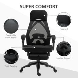 Rackhams Office Chair with Footrest,High Back Swivel Desk Chair with Adjustable Height and Headrest for Home Office, Black - thumbnail 6