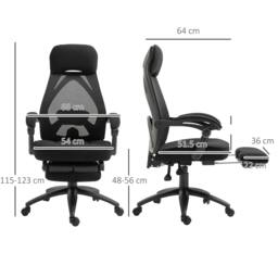 Rackhams Office Chair with Footrest,High Back Swivel Desk Chair with Adjustable Height and Headrest for Home Office, Black - thumbnail 3