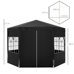 Rackhams 3.9m Outdoor Gazebo Canopy Party Tent with 6 Removable Side Walls - thumbnail 5