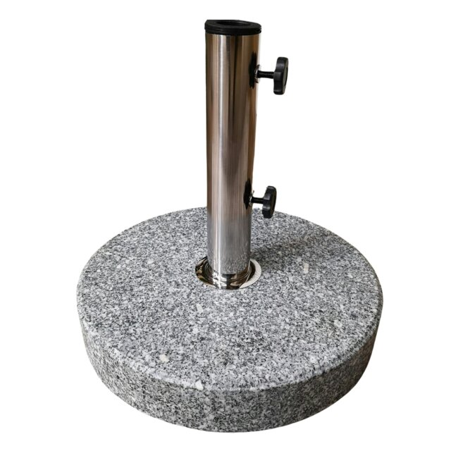 Rackhams 25kg Round Granite Garden Parasol / Umbrella Base Weight Stainless Steel Pole - Outdoor Umbrella & Parasols - image 1
