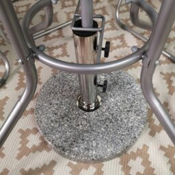 Rackhams 25kg Round Granite Garden Parasol / Umbrella Base Weight Stainless Steel Pole - Outdoor Umbrella & Parasols - thumbnail 3