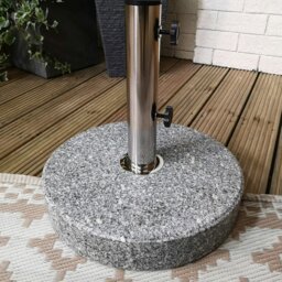 Rackhams 25kg Round Granite Garden Parasol / Umbrella Base Weight Stainless Steel Pole - Outdoor Umbrella & Parasols - thumbnail 2