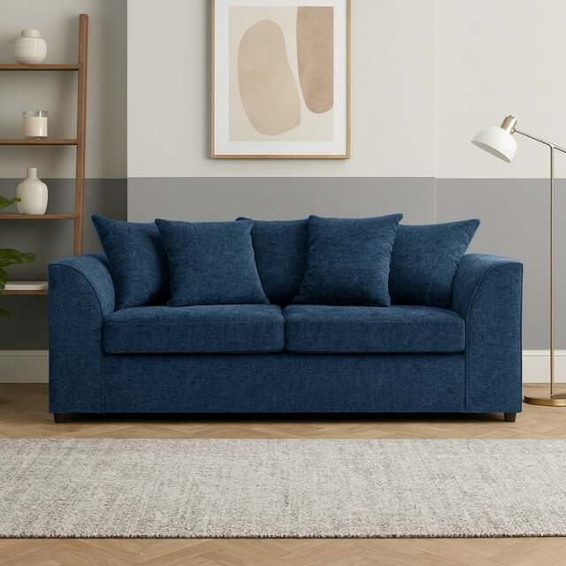 Rackhams Monaco Chenille Fabric 3 Seater Sofa - Blue - image 1