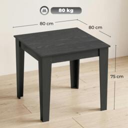 Rackhams Dining Table for 4, 80L x 80W x 75Hcm, Black Wood Effect - thumbnail 3