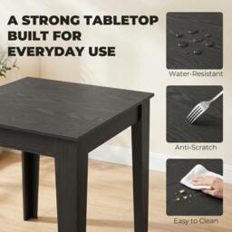 Rackhams Dining Table for 4, 80L x 80W x 75Hcm, Black Wood Effect - thumbnail 5
