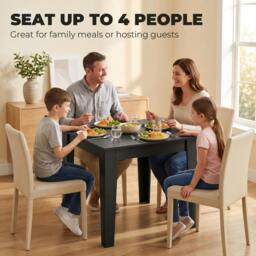 Rackhams Dining Table for 4, 80L x 80W x 75Hcm, Black Wood Effect - thumbnail 4