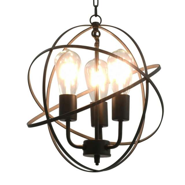Rackhams Hanging Lamp Black Sphere 3 x E27 Bulbs - image 1