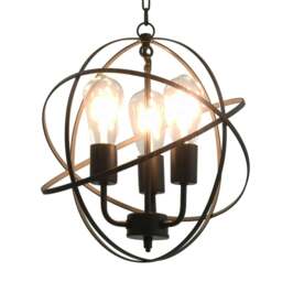 Rackhams Hanging Lamp Black Sphere 3 x E27 Bulbs - thumbnail 1