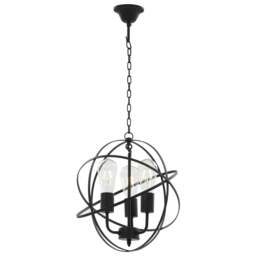 Rackhams Hanging Lamp Black Sphere 3 x E27 Bulbs - thumbnail 4
