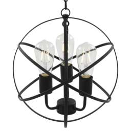 Rackhams Hanging Lamp Black Sphere 3 x E27 Bulbs - thumbnail 2