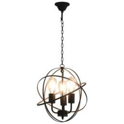 Rackhams Hanging Lamp Black Sphere 3 x E27 Bulbs - thumbnail 3