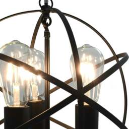 Rackhams Hanging Lamp Black Sphere 3 x E27 Bulbs - thumbnail 5