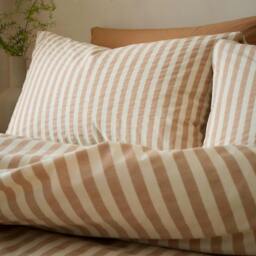 Rackhams Cotton Rich Woven Stripe Clay Duvet Cover Set - Single - thumbnail 3