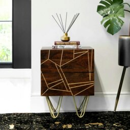 Rackhams Jusleen Solid Mango Wood 2 Drawer Lamp Table - thumbnail 2