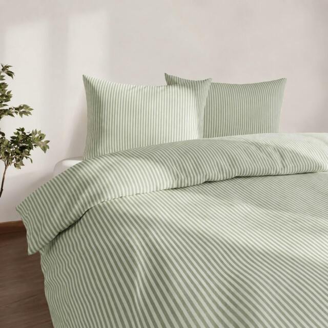 Rackhams Studio Edition Green Pinstripe Duvet Cover Set - Double - image 1