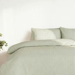Rackhams Studio Edition Green Pinstripe Duvet Cover Set - Double - thumbnail 2