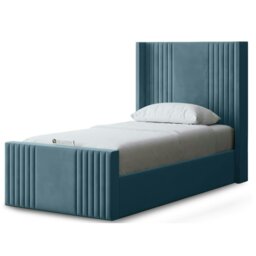 Rackhams Elara Divan Bed with Winged Panel Headboard - Blue - Single / 3ft - thumbnail 2