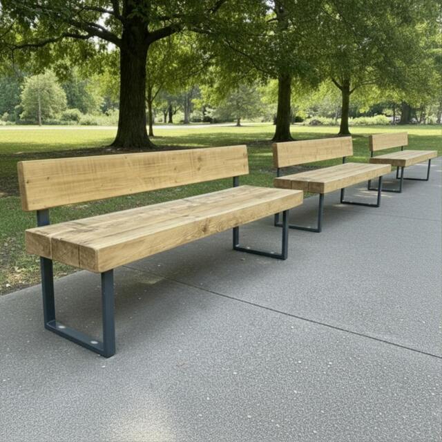 Rackhams Commercial Outdoor Sleeper Bench with Back (Bench only) - 240cm