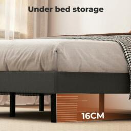 Rackhams Bed Frame Upholstered Linen Fabric Headboard Wooden Slat Double King Size - 4FT6 Double - thumbnail 4
