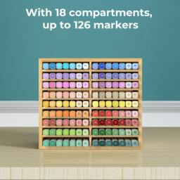 Rackhams Marker Pen Storage Bamboo 18 Compartment Desk Organiser Craft Stationary - thumbnail 4