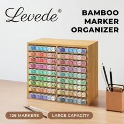Rackhams Marker Pen Storage Bamboo 18 Compartment Desk Organiser Craft Stationary - thumbnail 2