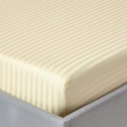 Rackhams Silky 330 TC Egyptian Cotton Satin Stripe Fitted Sheet – 30 cm Deep - White - Small Double - thumbnail 2