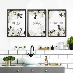 Rackhams Art For A Bathroom Wall - Set of 3 wall art prints - A4 8.27 x 11.69 in / 21 x 29.7 cm - Satin Photo paper 280 gsm - Black Frame - thumbnail 4