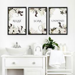 Rackhams Art For A Bathroom Wall - Set of 3 wall art prints - A4 8.27 x 11.69 in / 21 x 29.7 cm - Satin Photo paper 280 gsm - Black Frame - thumbnail 2