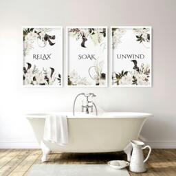 Rackhams Art For A Bathroom Wall - Set of 3 wall art prints - A4 8.27 x 11.69 in / 21 x 29.7 cm - Satin Photo paper 280 gsm - Black Frame - thumbnail 3