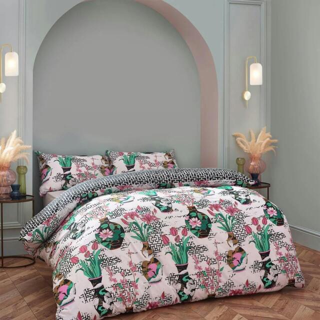 Rackhams Ishiko Floral Duvet Cover Set - White - King - White - 100% Mixed - image 1
