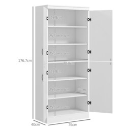 Rackhams Kitchen Cupboard Storage Cabinet w/ 4 Doors and Adjustable Shelves,White - White - thumbnail 4