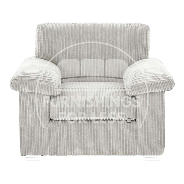 Rackhams Delta Full Jumbo Cord Single Seater Armchair - Silver - image 1