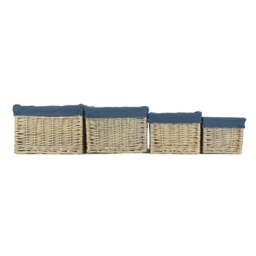 Rackhams Antique Wash Navy Cotton Lined Willow Storage Basket - Medium - thumbnail 4