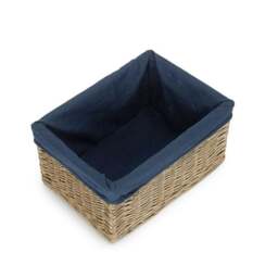 Rackhams Antique Wash Navy Cotton Lined Willow Storage Basket - Medium - thumbnail 6