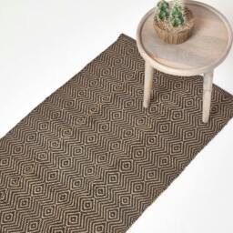Rackhams Black Geometric Jute Rug - 90 x 150 cm - thumbnail 6