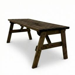 Rackhams Victoria Wooden Garden Table, Outdoor Picnic Dining Desk - Rustic Finish - Included assembly - 90cm - thumbnail 2