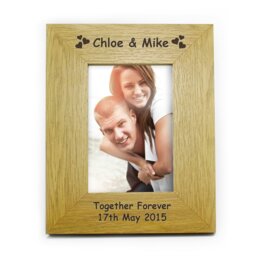 Rackhams Personalised Hearts 6x4 Oak Finish Photo Frame - thumbnail 4