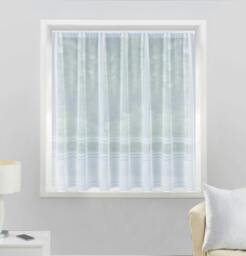 "Rackhams Plain Stripe Sheer Lace Net Curtain - Pre Cut Ready To Hang - White - 72"" (183cm) - 197"" (500cm)"